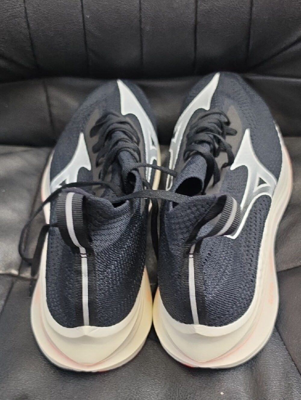 Mizuno Men's Athletic Running Shoes - Black with White & Coral Accents - Picture 4 of 5